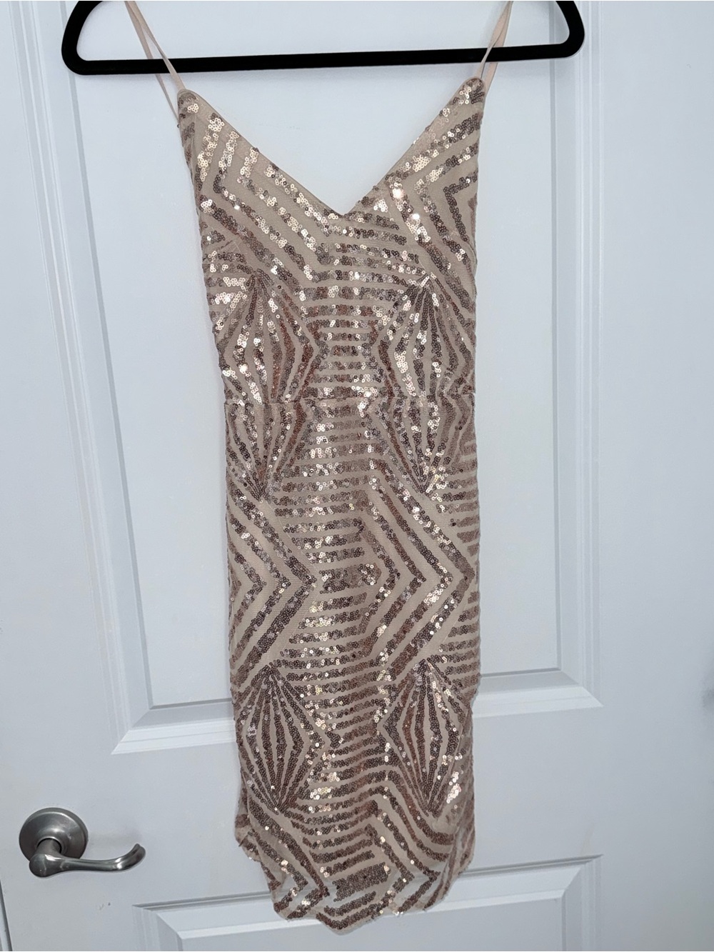 Lulus Make Your Entrance Rose Gold Sequin Tie-back Mini Dress Beige - Size S